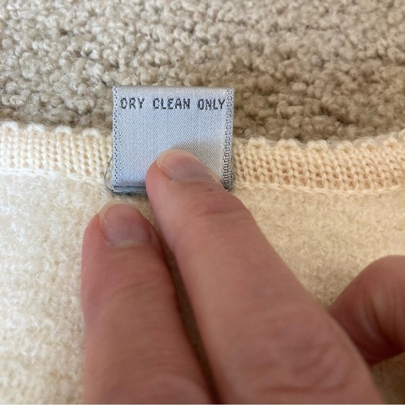 Vintage Cream White Boiled Wool Jacket Sweater Cardigan Coat Sz 9/10 Hong Kong - Picture 8 of 9